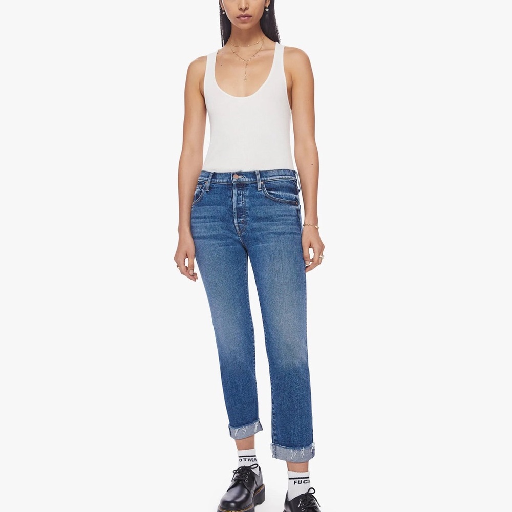 MOTHER  The Scrapper Cuff Ankle Fray Jeans